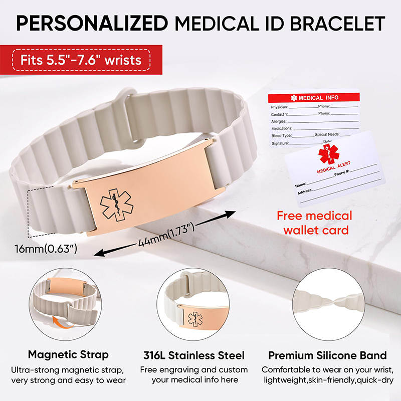 Custom Medical ID Bracelet for - Silicone Band Women recensie en prijs