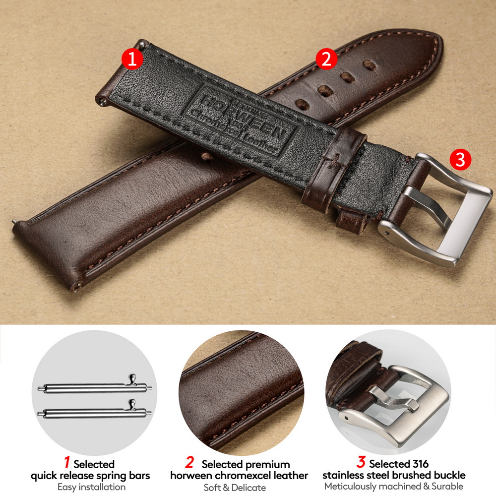 Hemsut Watch Bands Genuine Lea - Leather Strap Quick Release recensie en prijs