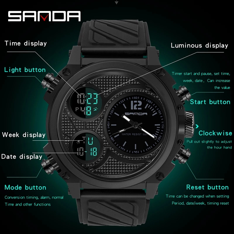 SANDA 3002 Brand Men's Dual Ti - Tropic Strap Vintage recensie en prijs