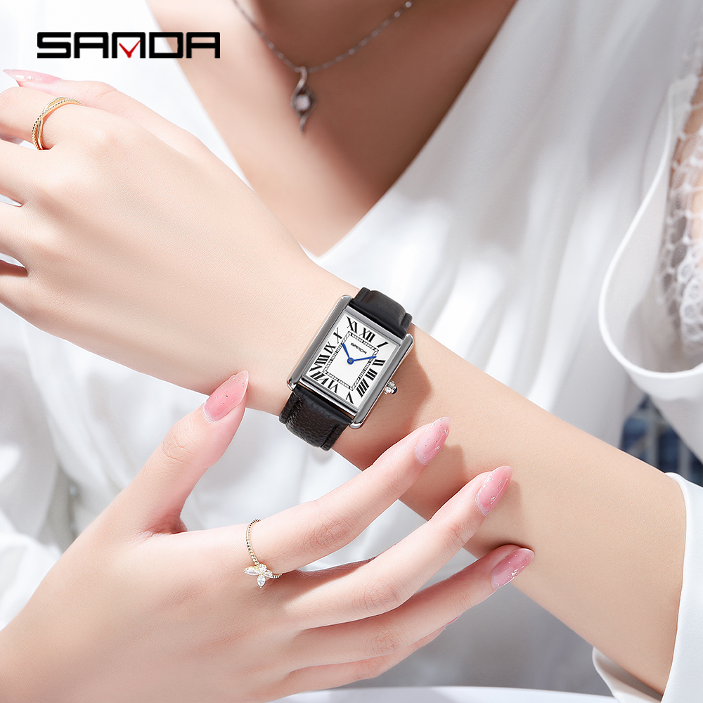 Sanda Rectangular Wrist Watche - Leather Watch Band Men recensie en prijs