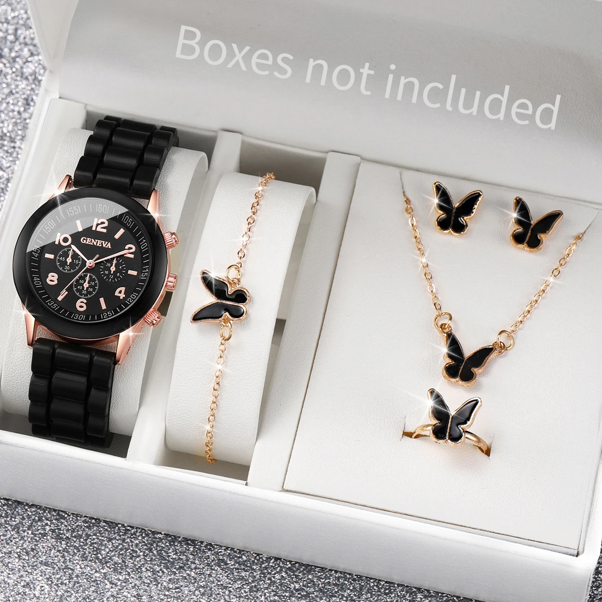 5/6PCS Fashion Women Watches C - Silicone Band Women recensie en prijs