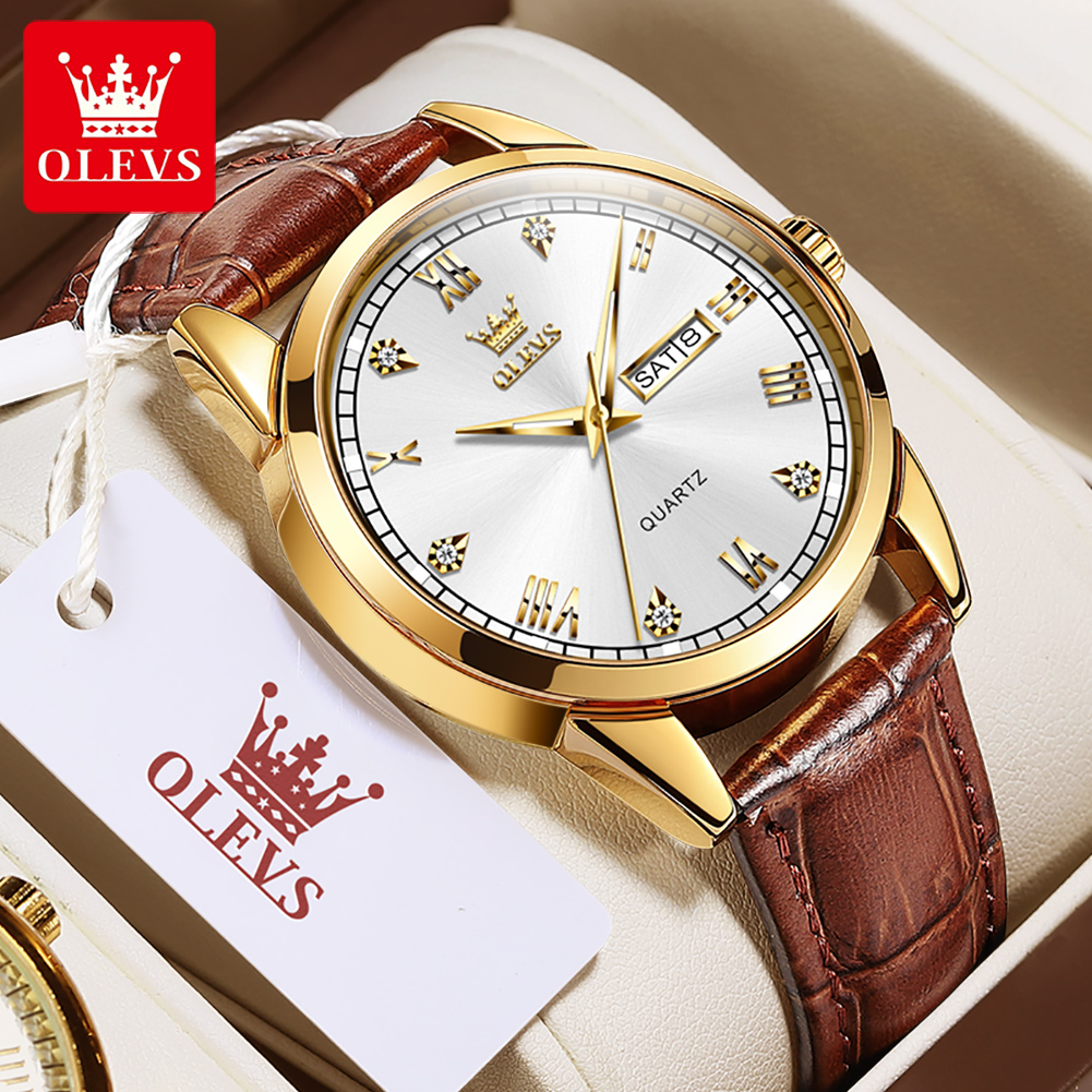OLEVS 6896 Top Brand Men Quart - Leather Watch Band Men recensie en prijs