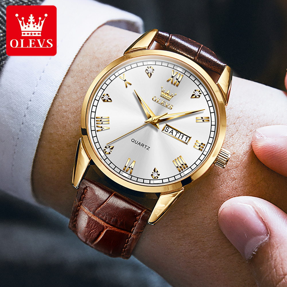 OLEVS 6896 Top Brand Men Quart - Leather Watch Band Men recensie en prijs