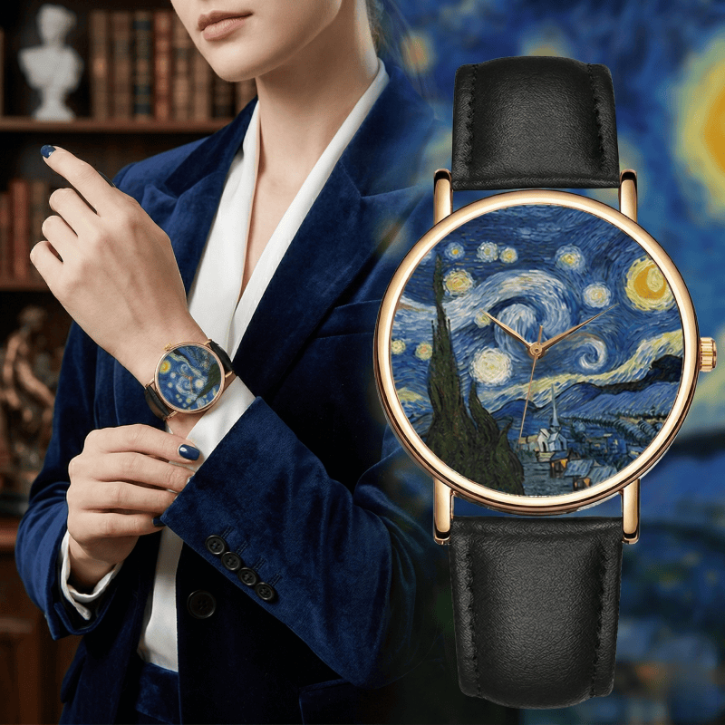 Van Gogh Painting Dial Watches - Leather Watch Band Men recensie en prijs