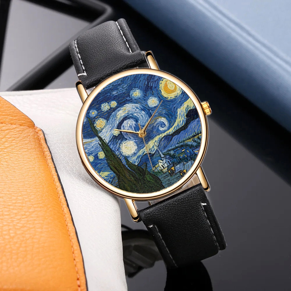Van Gogh Painting Dial Watches - Leather Watch Band Men recensie en prijs