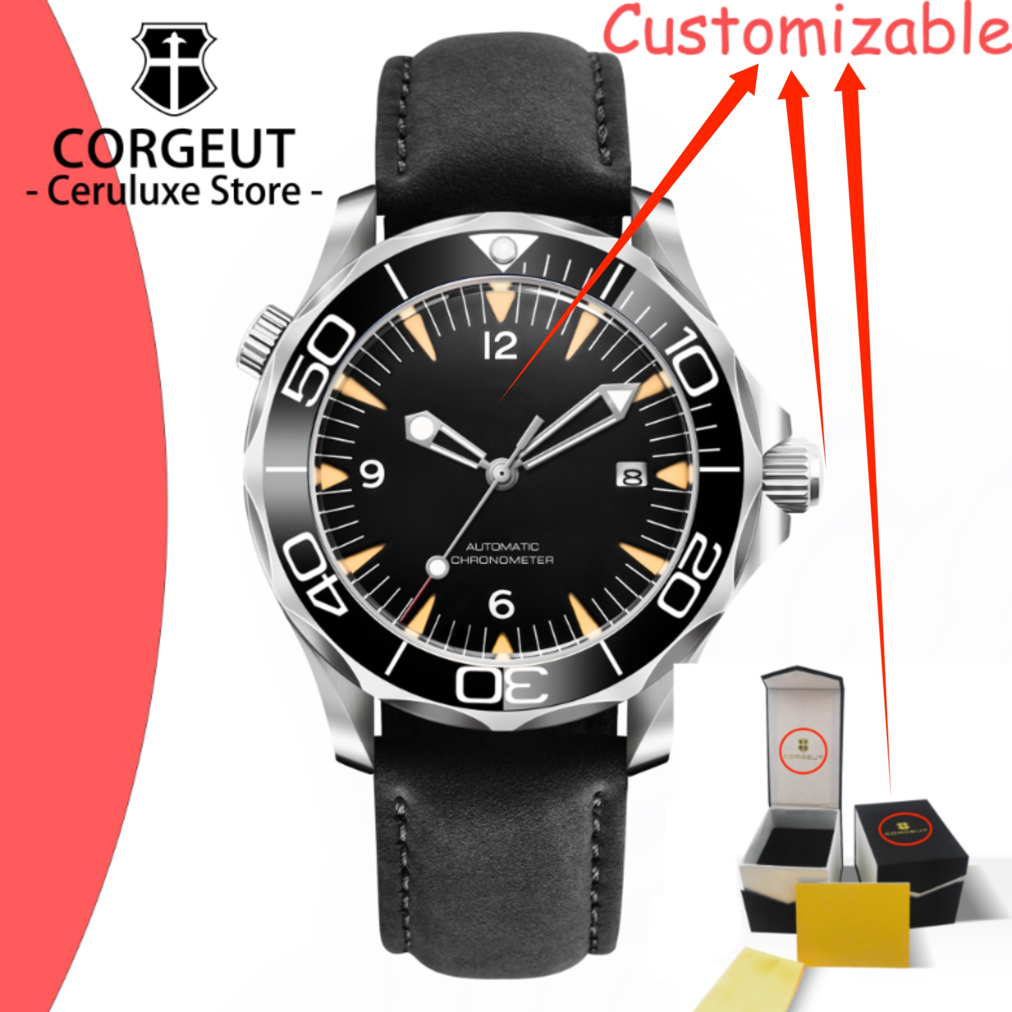 CUSTOM Logo Sapphire Glass Aut - Stainless Bracelet Diver recensie en prijs